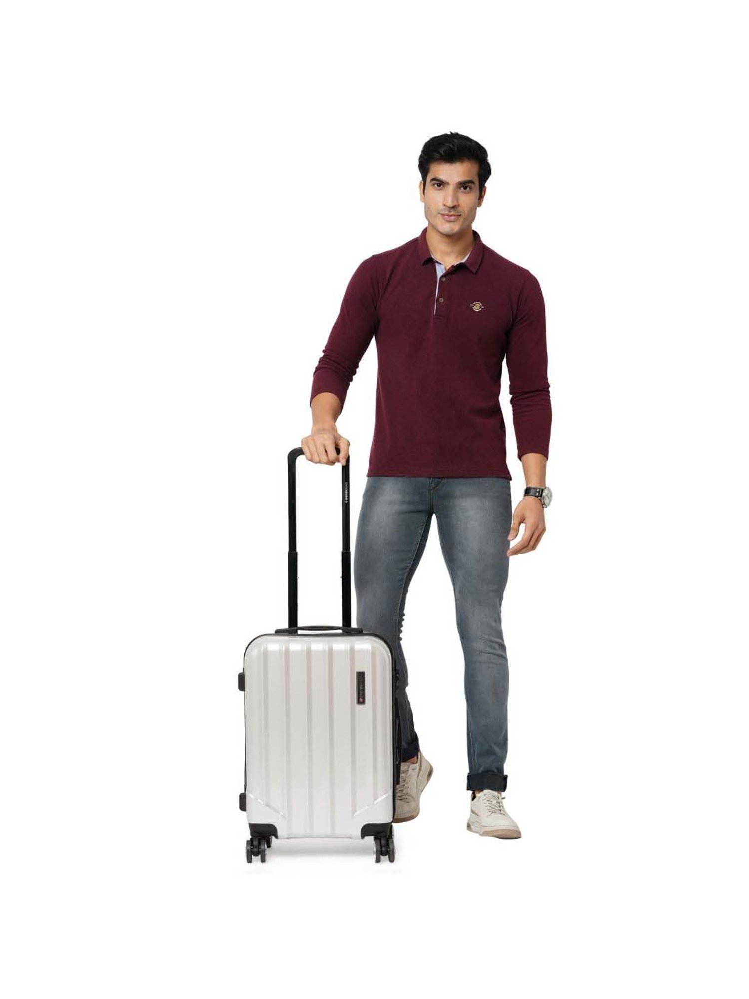 Swiss Brand Baden Silver 8 Wheel Small Hard Cabin Trolley - 34 Inch