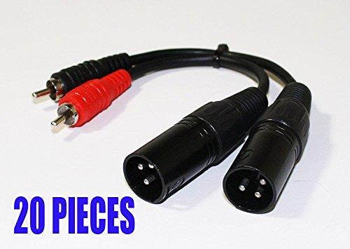 20 PIECES- EMB PRO 2XMRCM6I16G - 2 XLR Male to 2 RCA Male Stereo Plug 6" Cables