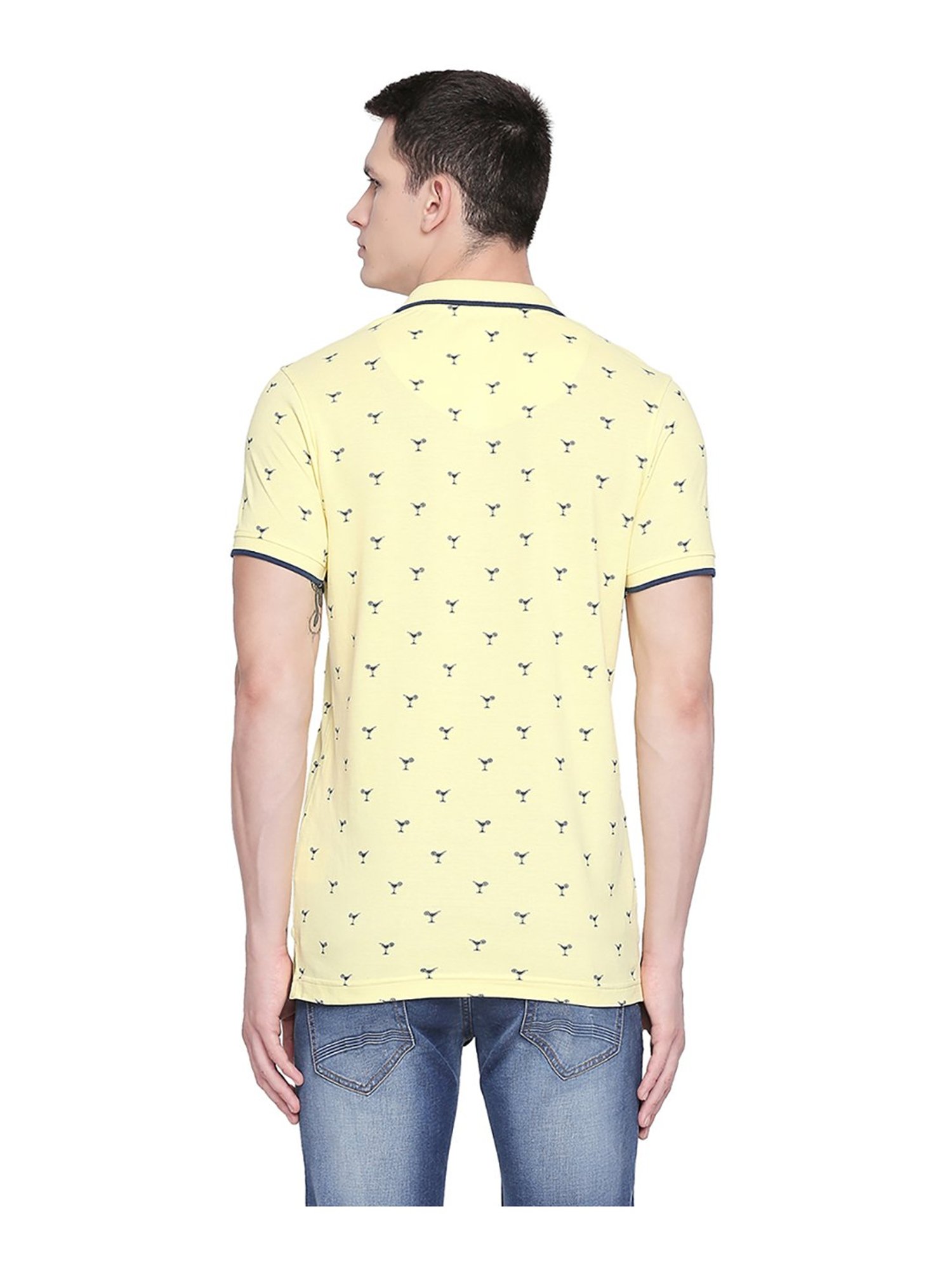 Basics Yellow Printed Polo T-Shirt