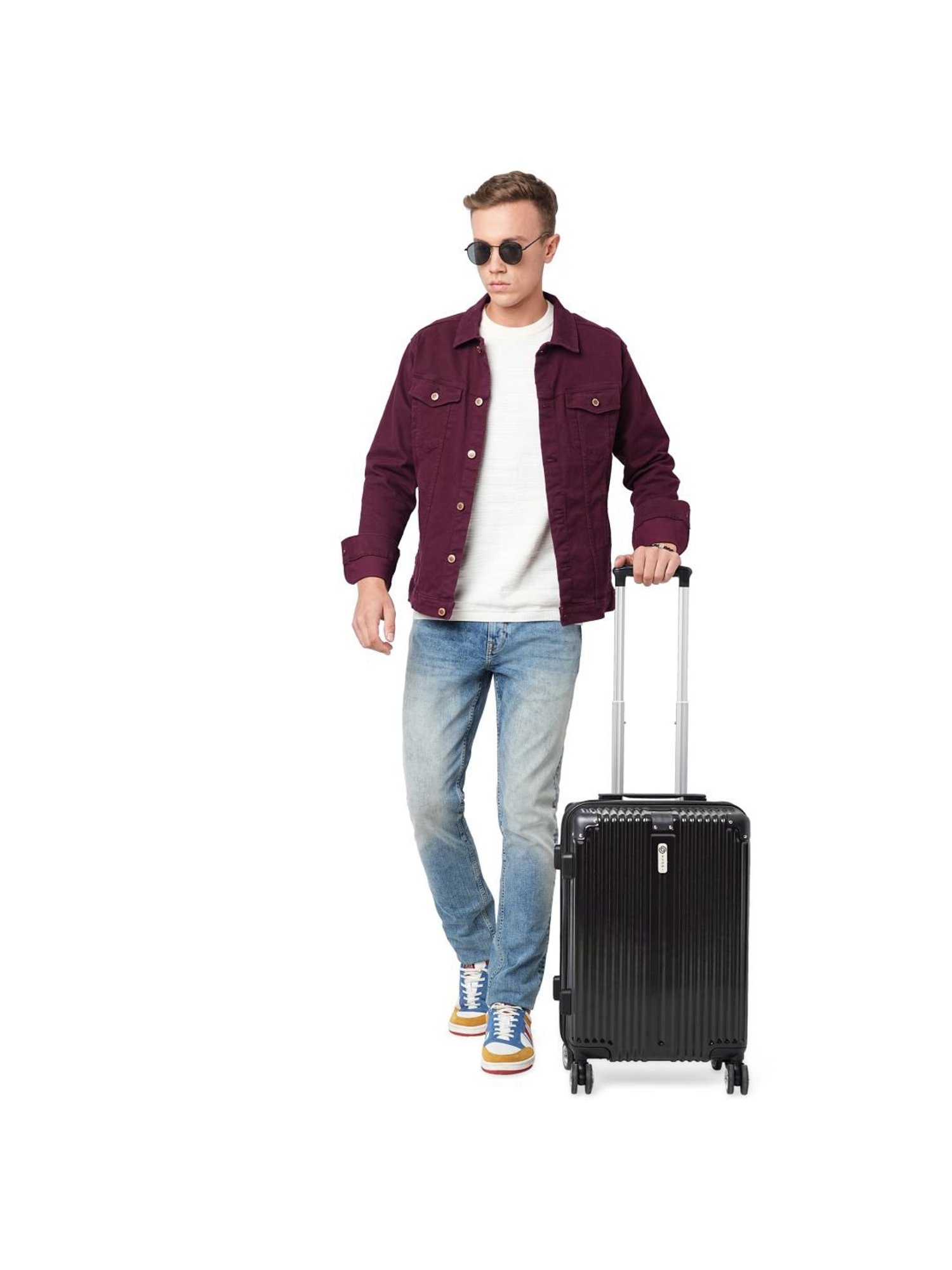 Baomi Solid Gold Black Hard 22" Cabin Luggage