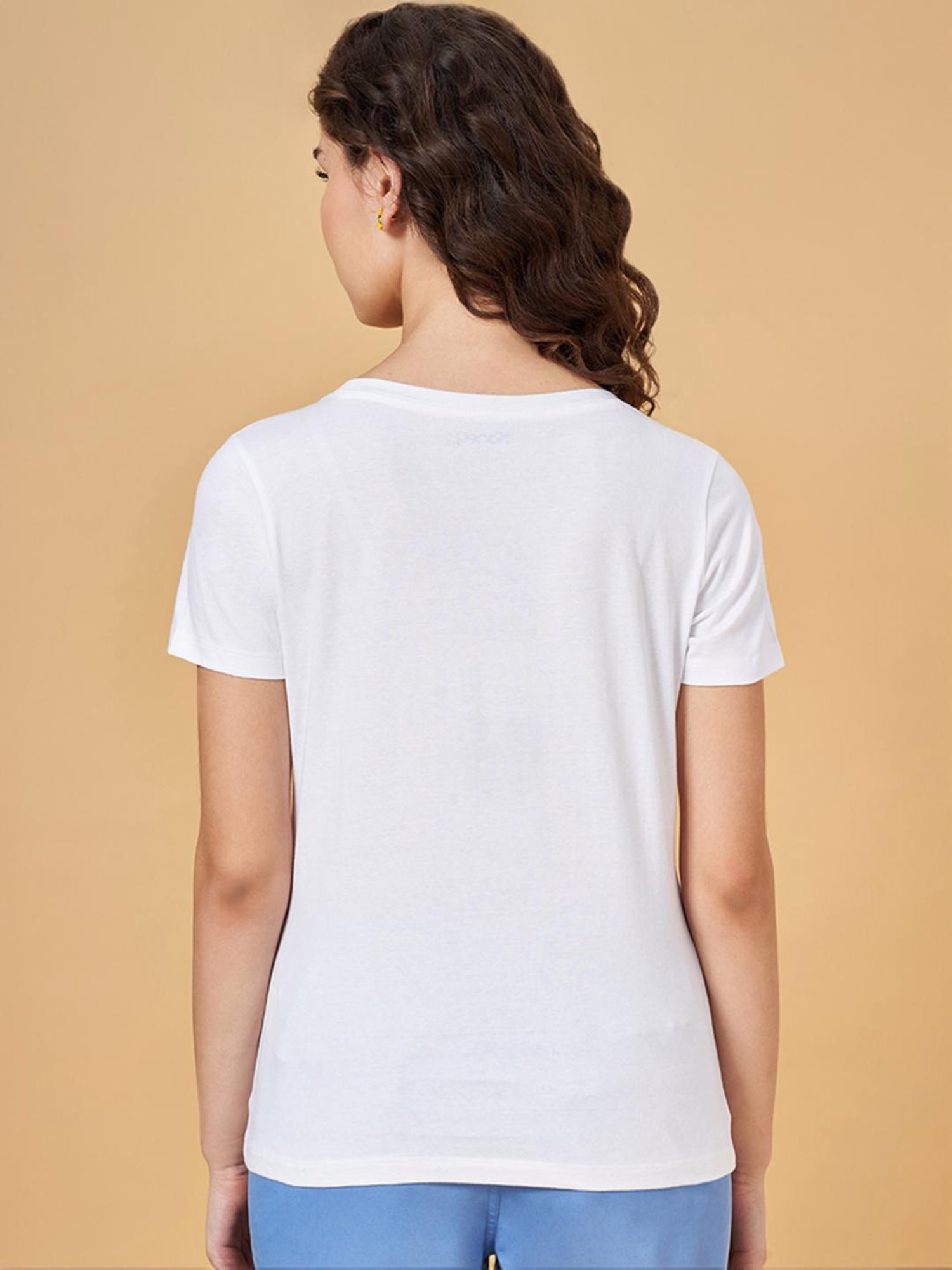Honey by Pantaloons White Cotton Printed T-Shirt