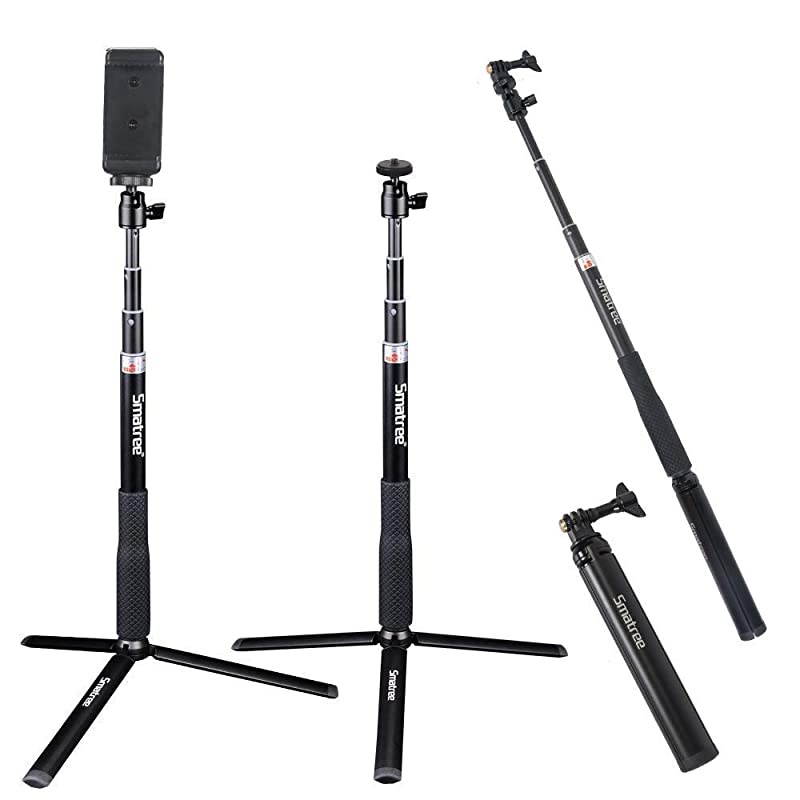 Telescoping Selfie Stick with Tripod Stand Compatible for GoPro Hero 876543+3SessionGOPRO Hero 2018CamerasDJI OSMO ActionRicoh Theta SVCompact Cameras and Cell Phones