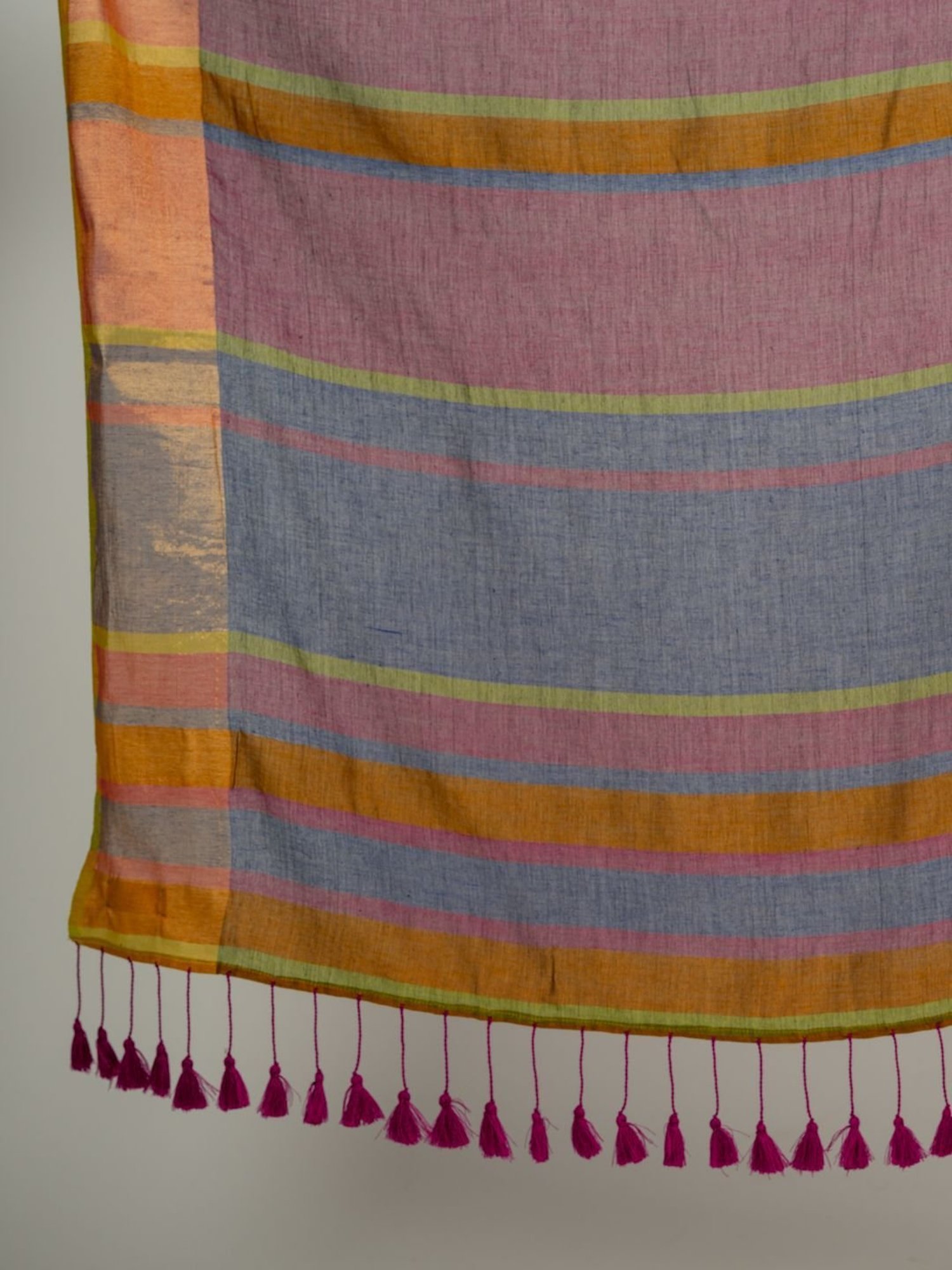 Suta Blue & Pink Cotton Embellished Saree Without Blouse