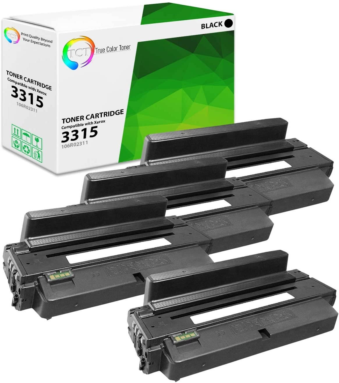 TCT Premium Compatible Toner Cartridge Replacement for Xerox 106R02311 Black Works with Xerox WorkCentre 3315DN 3325 3325DN 3325DNI Printers (5,000 Pages) - 4 Pack