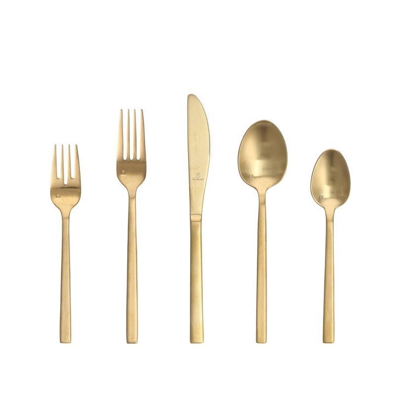 5pc Stainless Steel Arezzo Silverware Set Gold - Fortessa Tableware Solutions