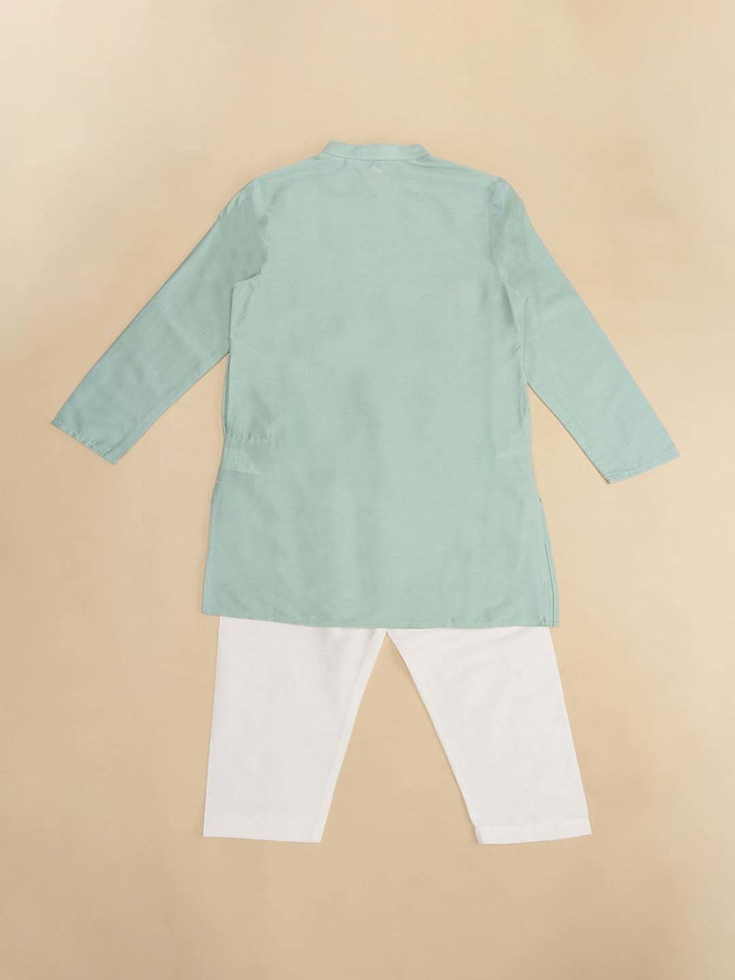 VASTRAMAY Boys Yellow & White Cotton Printed Full Sleeves Kurta Sets