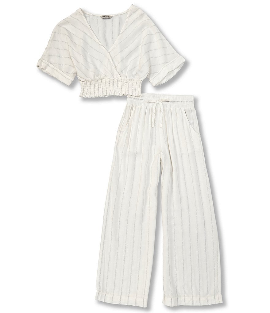 Habitual Big Girls 7-16 V-Neck Lurex-Striped Top & Palazzo Pant Swimsuit Cover-Up