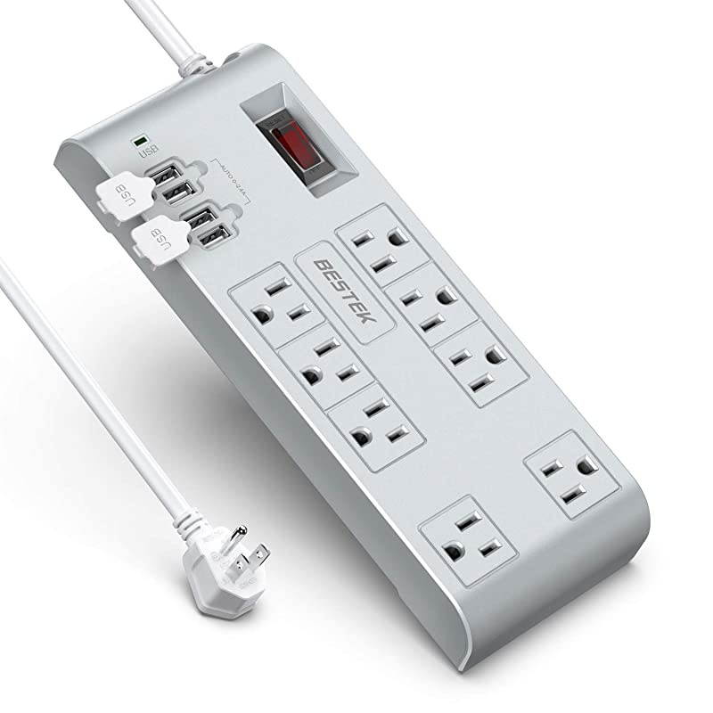 8Outlet 6 Ft Extension Cord Power Strip with USB 15A 1875W Surge Protector with 5V 42A 4 USB Charging Port Desktop Charging Station600JouleUltraCompact Wide Spaced Outlet for Large Adapter