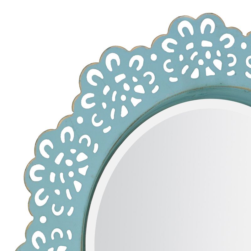 12.5" Floral Metal Lace Wall Mirror Light Blue - Stonebriar Collection