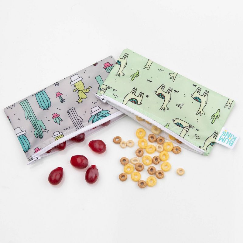 Bumkins Reusable Snack Bag 2-Pack Llamas/Cacti
