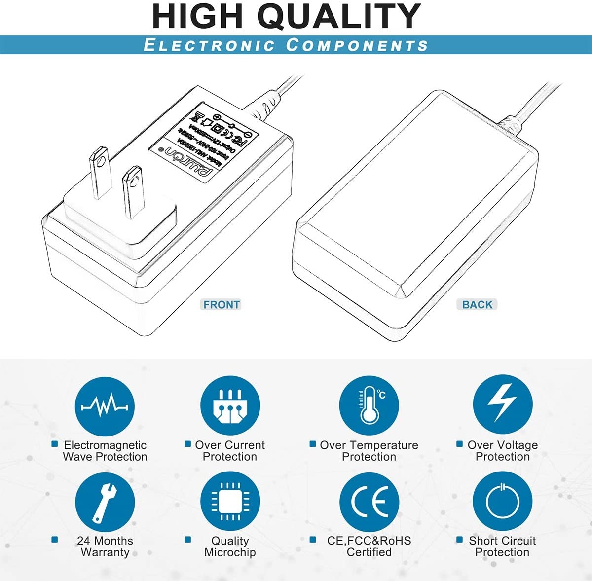 PwrON 12V AC Adapter Compatible with Sony BDP-BX BDP-S Series Blu-ray Disc DVD Player BDP-BX120 BDP-BX520 BDP-BX350 BDP-BX670 BDP-S1200 BDP-S1700 BDP-S3700 BDP-S3200 BDP-S6700, PN: AC-M1208UC