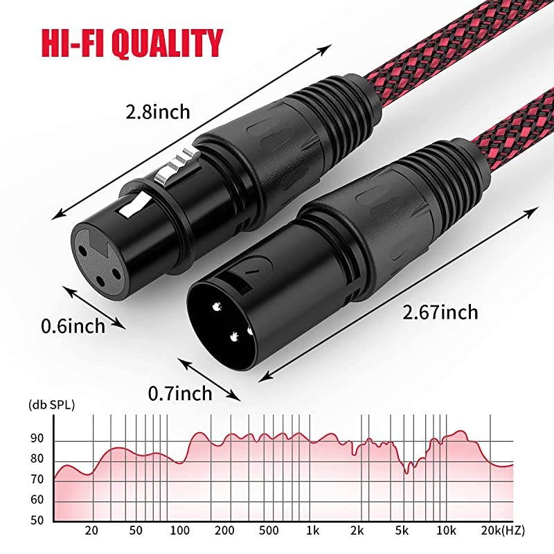 XLR Cable 25ft  Heavy Duty Hybrid Braided XLR Patch Cable 3Pin XLR Male to Female MultiColored Microphone Cable Balanced MicSnake Cord 3Pack TOP Series