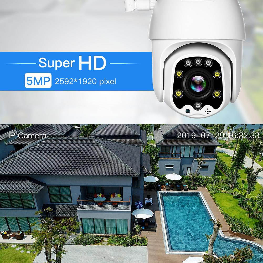 TOMLOV TLC01 5MP HD WiFi Outdoor PTZ Camera with 5x(2.7-13.5mm) optical zoom, 2592*1092 Pixel, Intelligent Full-color Night Vision, Two-way Audio, 5db External Antenna, for House