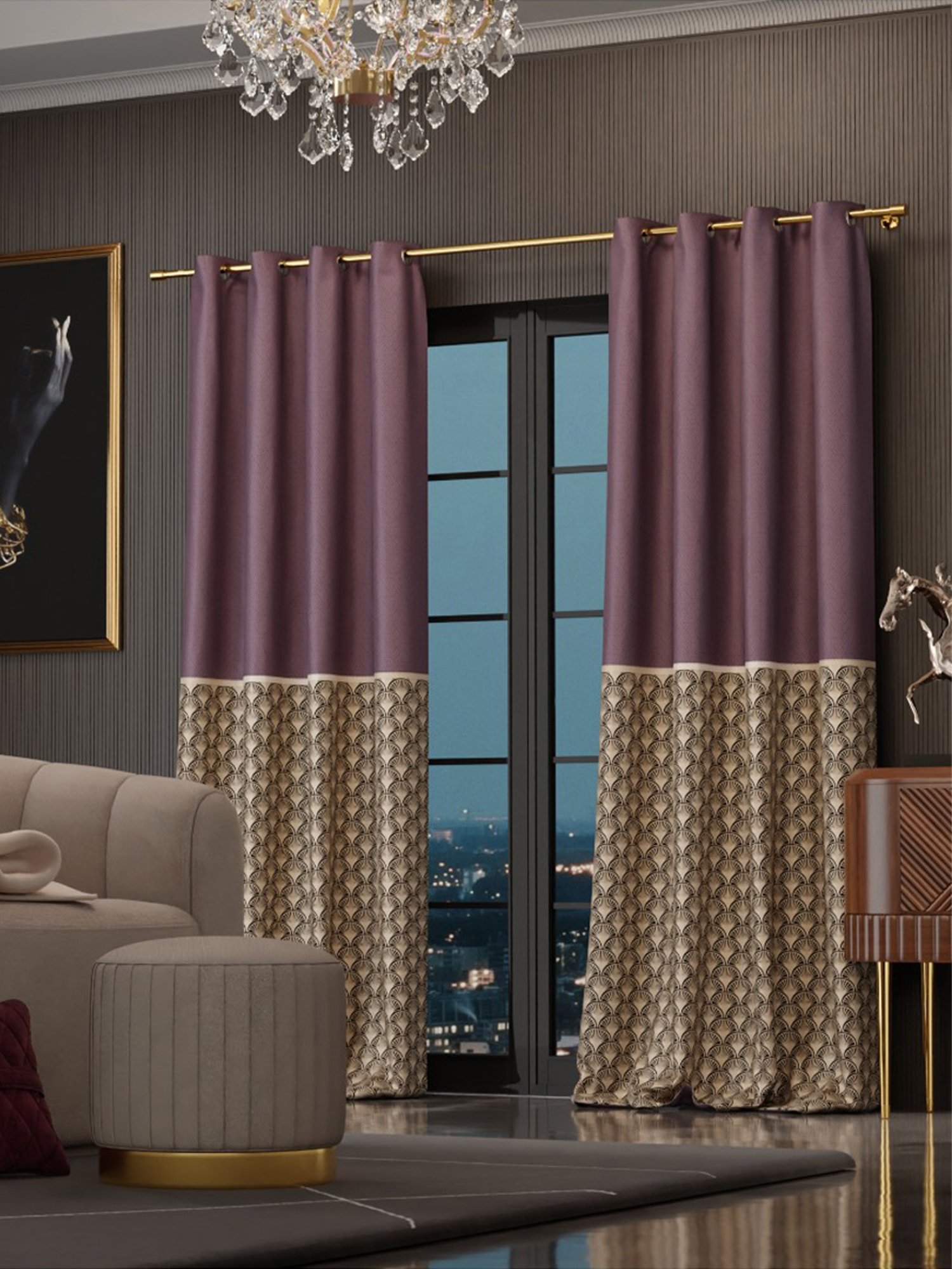 Stoa Paris Versailles Wine Polyester Door Curtain (7 ft)