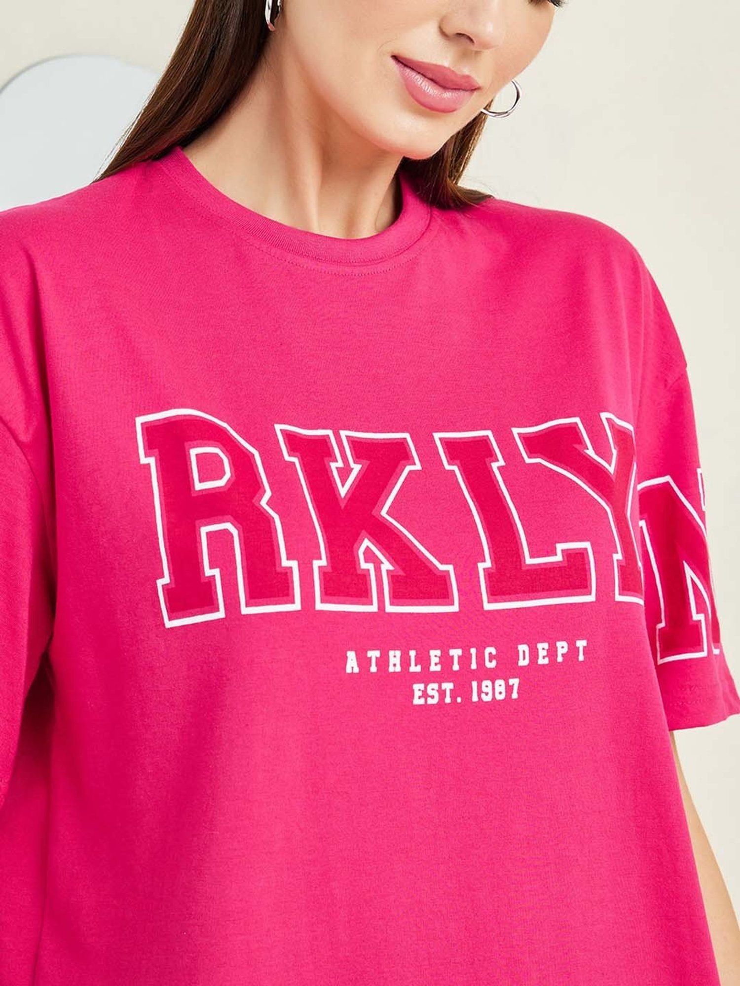Styli Pink Printed T-Shirt