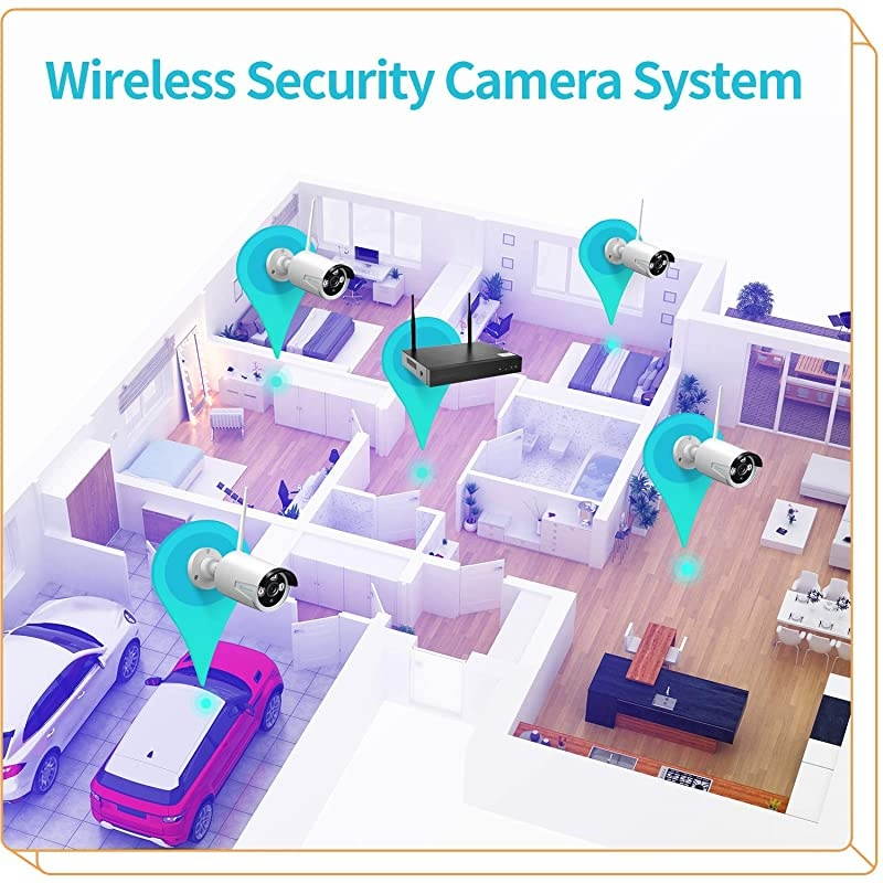 1080P CA01 Wireless Security Camera for  8CH WiFi Surveillance System, 2.0MP IP Cameras Outdoor with 65ft Night Vision, IP66 Waterproof, Motion Alert, No Video Cable Needed