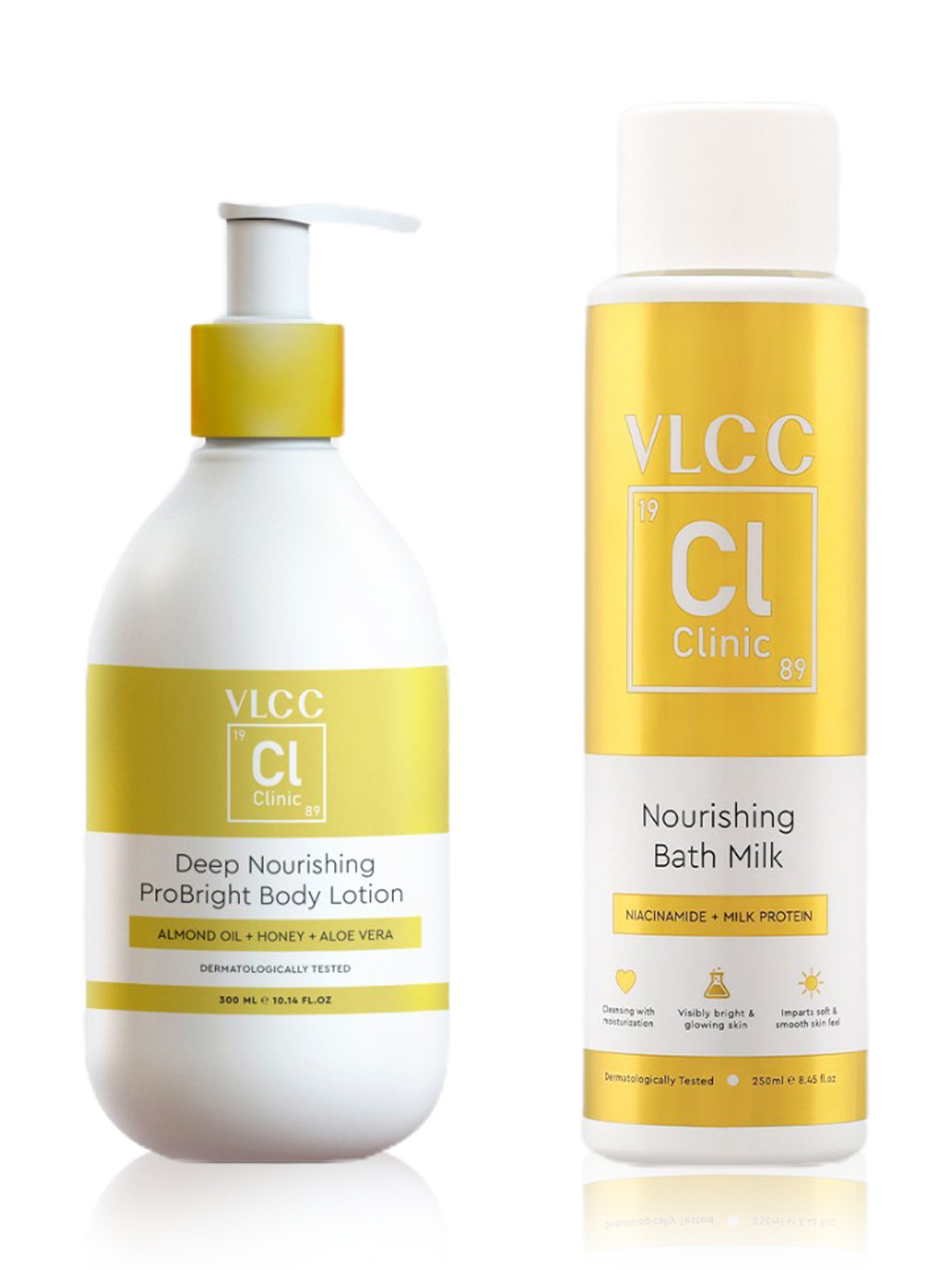 VLCC Clinic Nourishing Bath Milk & ProBright Body Lotion Combo