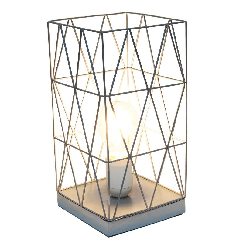 Metal Geometric Square Table Lamp Gray - Simple Designs