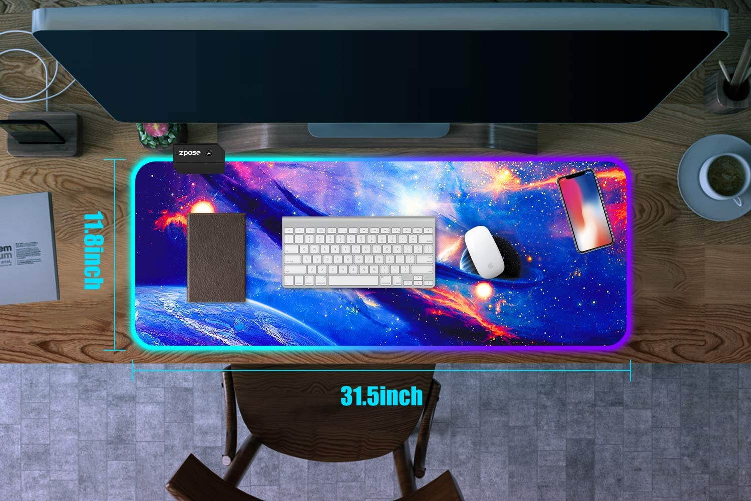 RGB Mouse Pad,  Gaming Mouse Pad, , Gaming Mousepad, Large Mouse Pad Gaming, Mouse Pad Gaming, 14 Lighting Modes, RGB Mouse Pad, Gaming Mouse Pad, 31.5x11.8 Purple