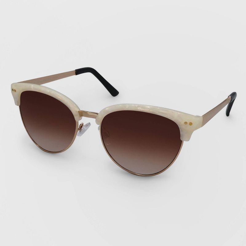 Women's Cateye Plastic Metal Combo Sunglasses - A New Day™ Off White