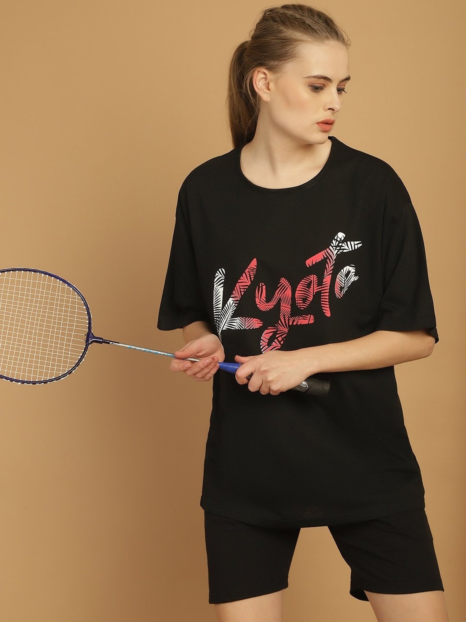 Vimal Jonney Black Cotton Printed T-Shirt & Shorts Set