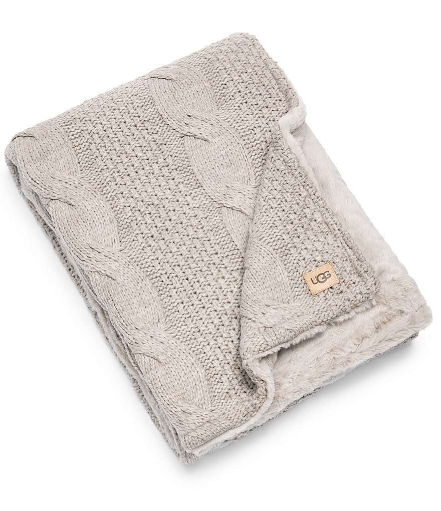 UGG Erie Cable Knit Faux Fur Throw