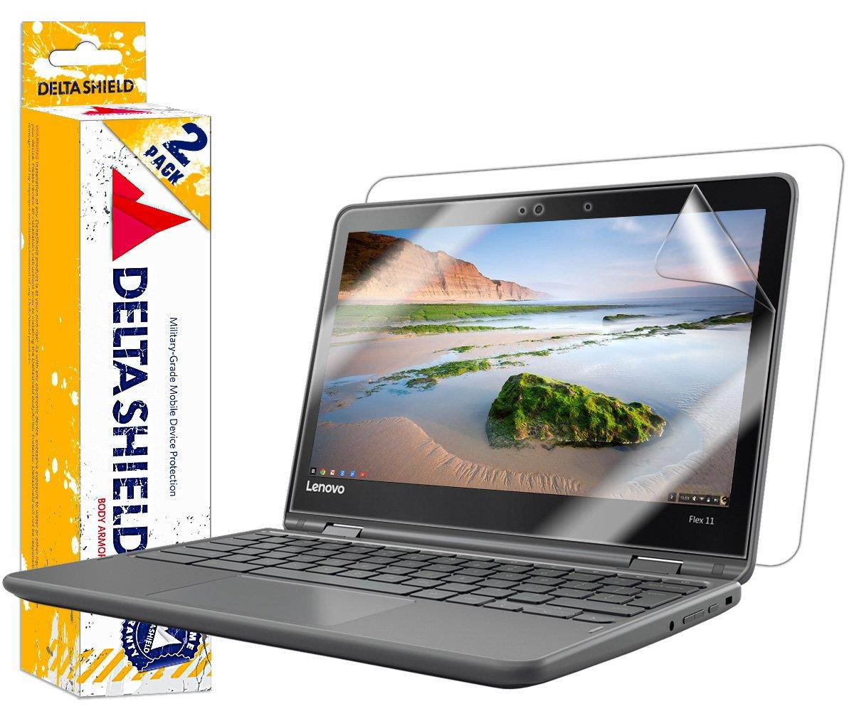 DeltaShield Full Body Skin for Lenovo Flex 11 Chromebook (2-Pack)(Screen Protector Included) Front and Back Protector BodyArmor Non-Bubble Military-Grade Clear HD Film