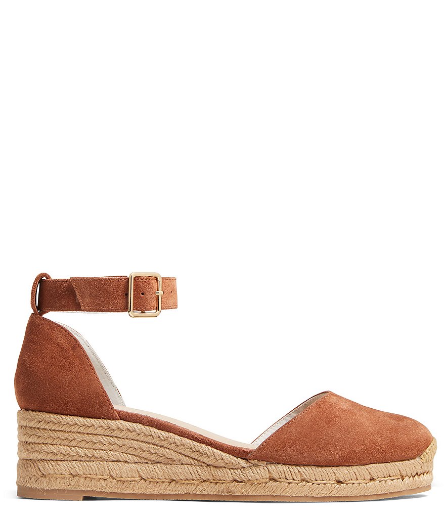 Jack Rogers Palmer Closed Toe Ankle Strap Suede Wedge Espadrilles