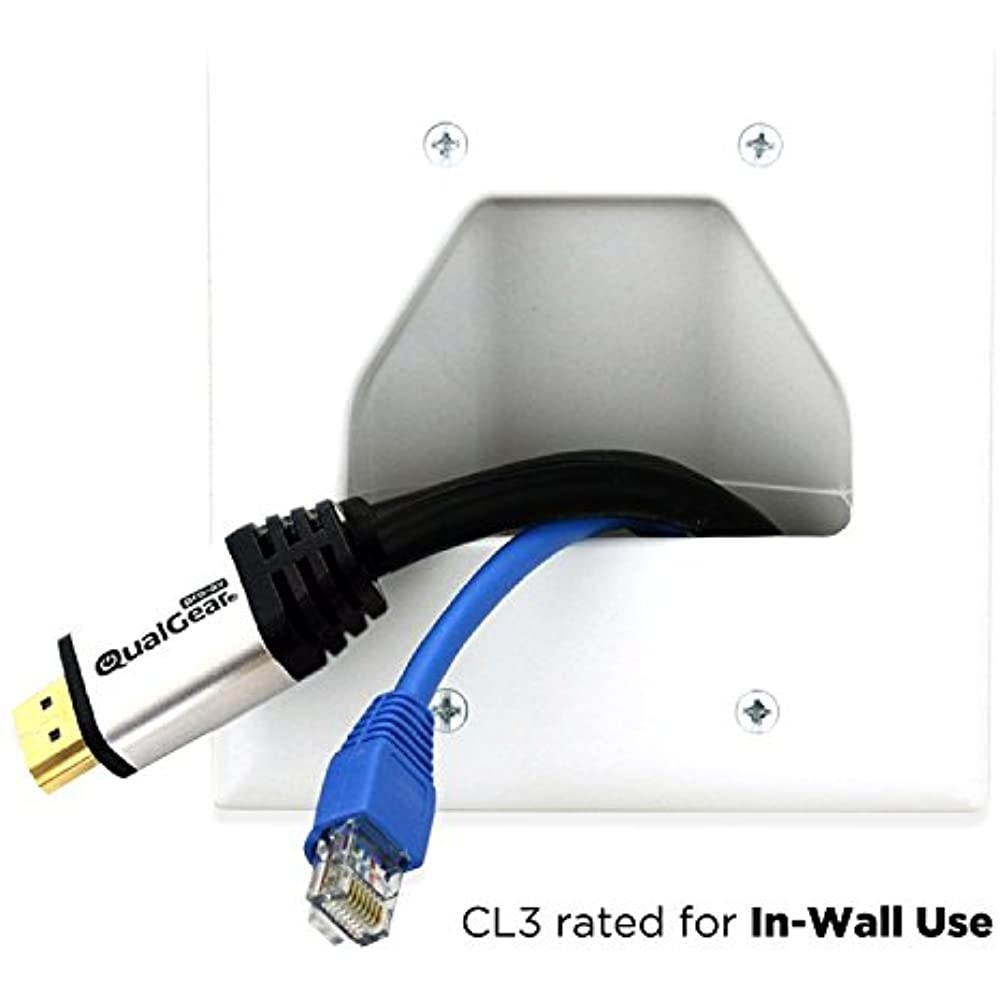 QualGear&reg; 50 Feet High-Speed Long HDMI 2.0 Cable with 24K Gold Plated Contacts, Supports 4K Ultra HD, 3D, 18 Gbps, Audio Return Channel,CL3 Rated for In-Wall Use (QG-CBL-HD20-50FT)