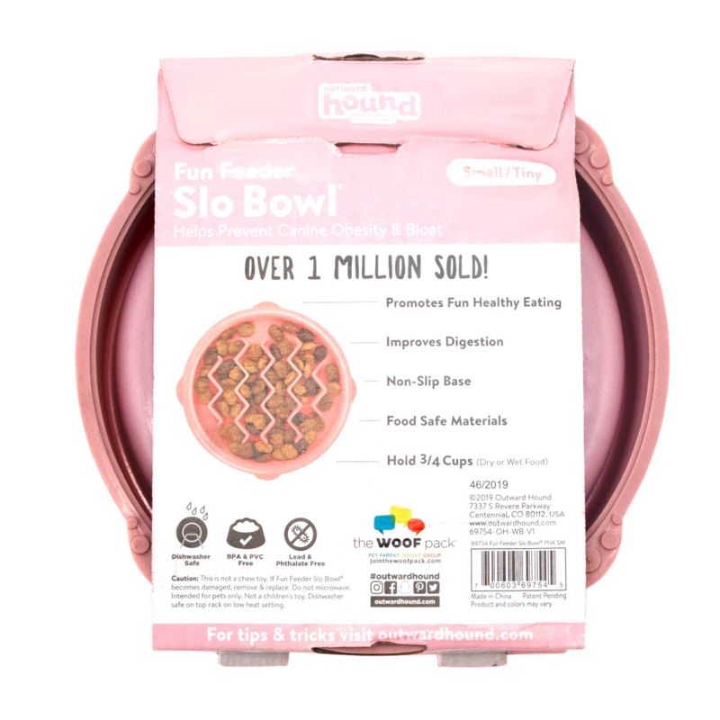 Outward Hound Fun Feeder Slo-Bowl For Dogs - S - Pink
