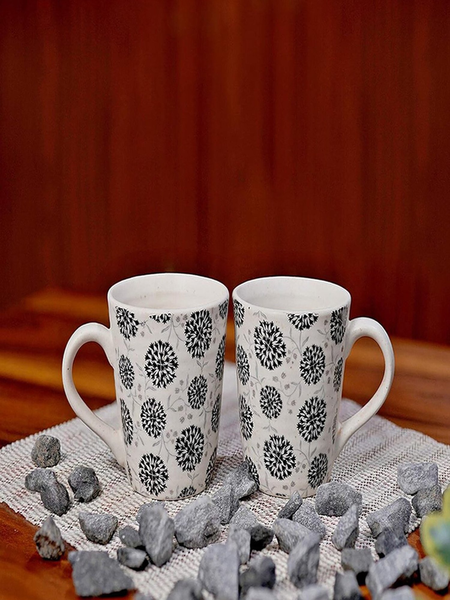 Unravel India Polka Dots Multicolor Ceramic Coffee Mug - Set of 2