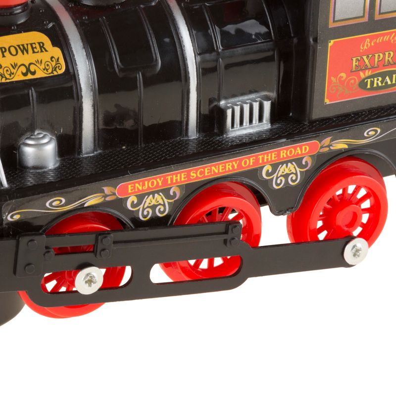 Toy Train Locomotive Engine Car with Battery-Powered Lights, Sounds and Bump-n-Go Movement for Boys and Girls by Hey! Play! Black