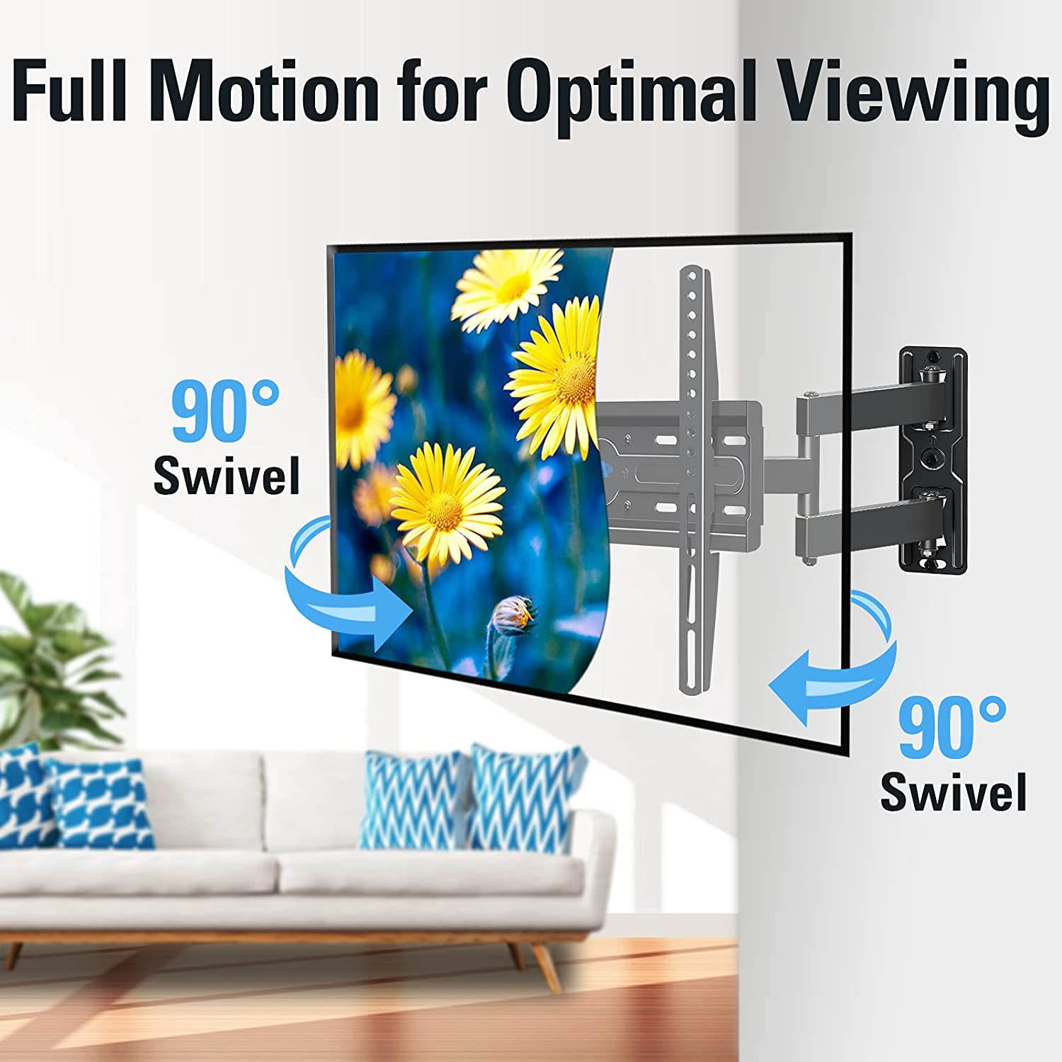 UL Listed TV Mount TV Wall Mount Swivel and Tilt for 26-55 Inch TV, Perfect Center Design, Full Motion TV Wall Mount Bracket with Articulating Arm up to VESA 400x400mm, 60 lbs, MD2377