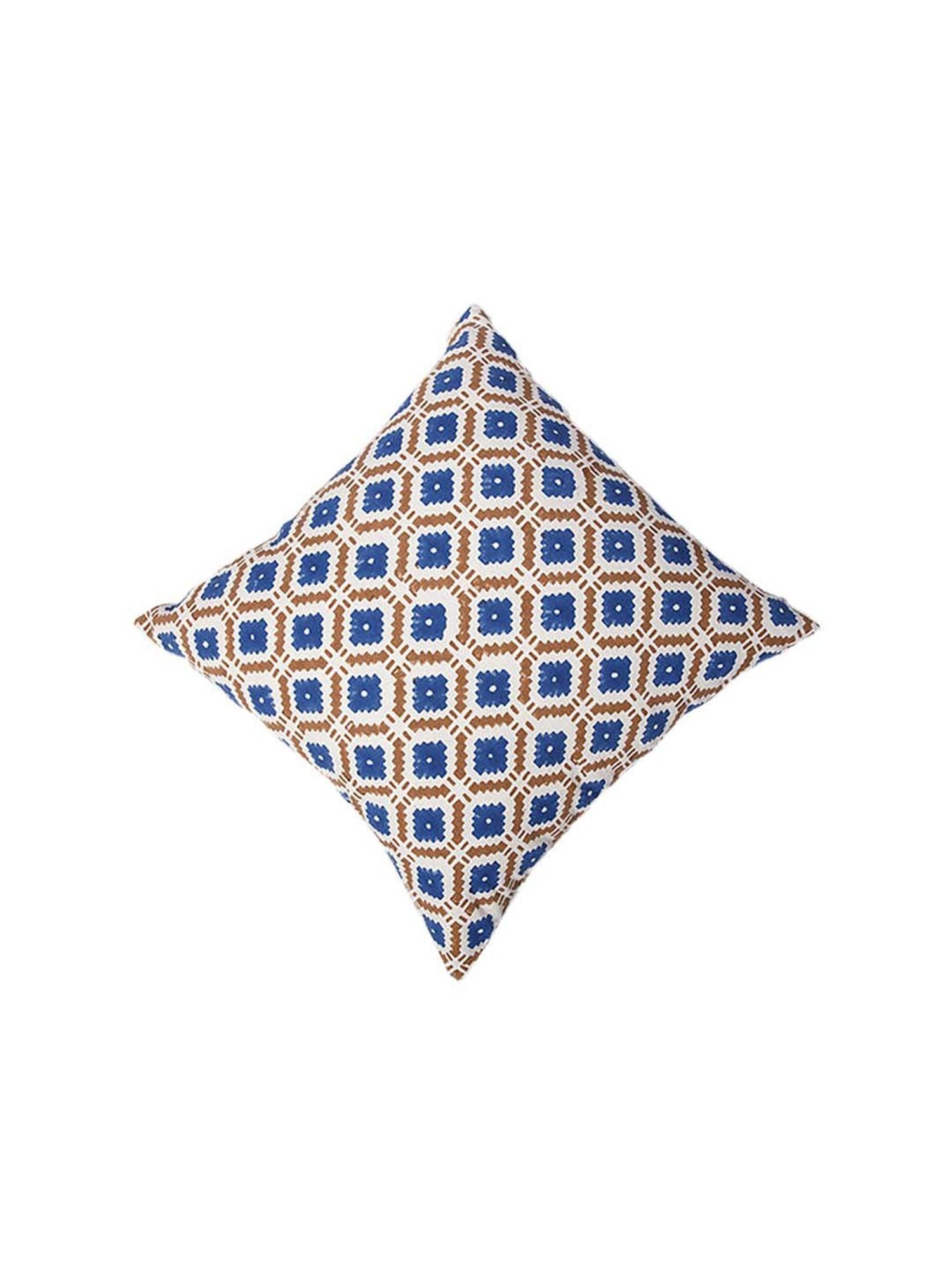 Fanusta Blue & Brown Cushion Covers (46 x 46 cm) - Set of 5