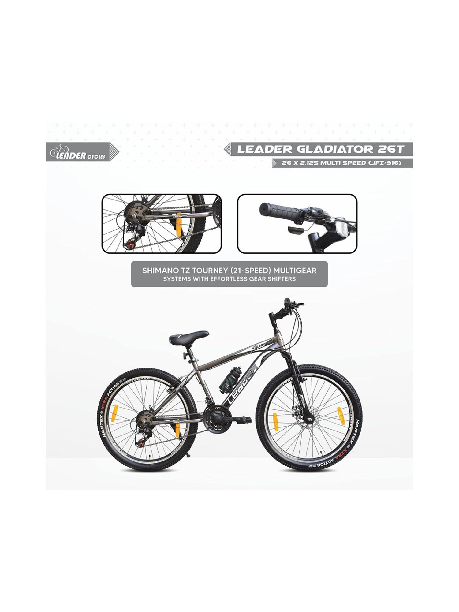 Leader Gladiator Bicycles (Grey) Size - 26T