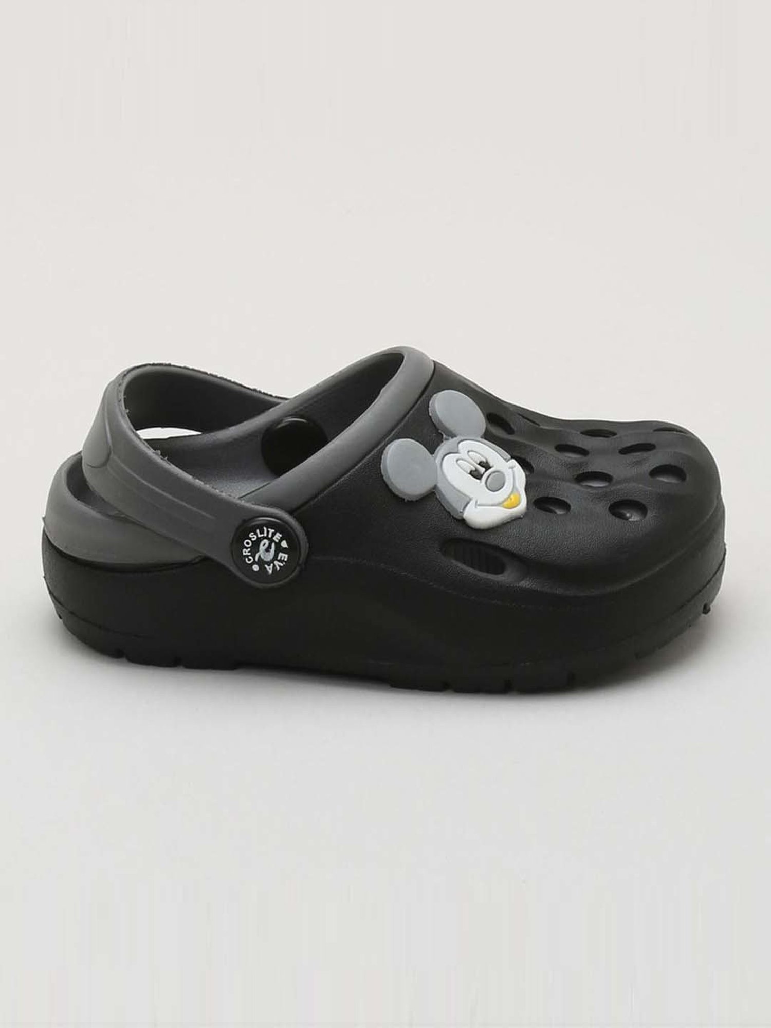 Priaansha Kids Black & Grey Back Strap Clogs