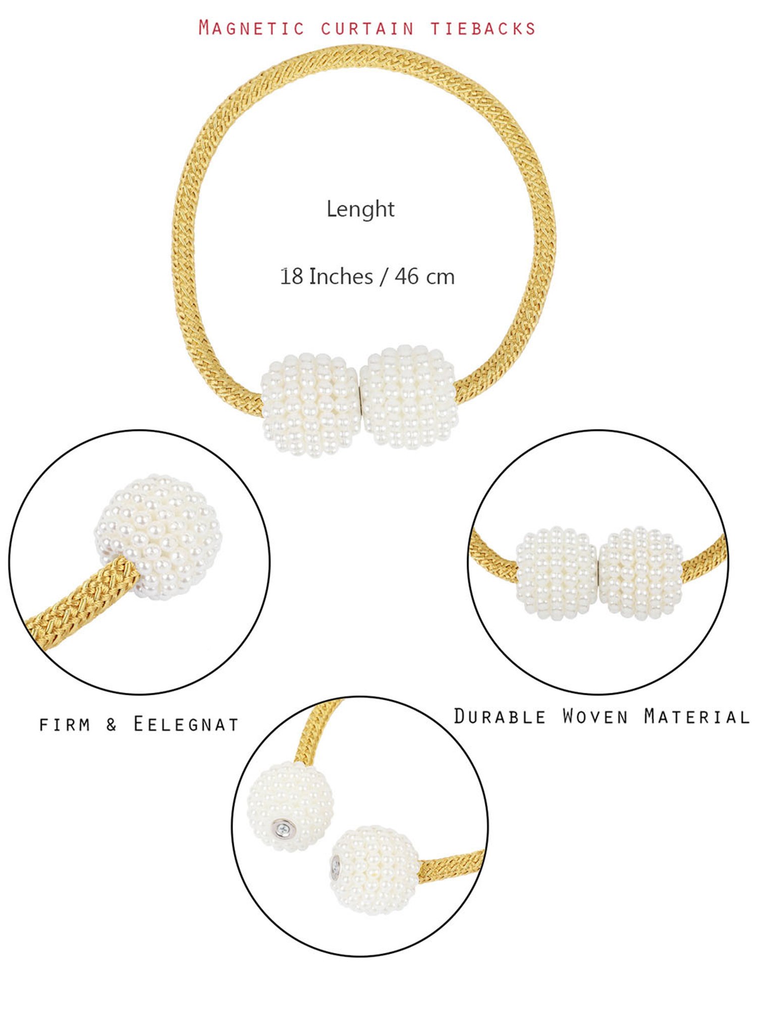 Romee Yellow Polyester Solid Curtain Tie and Hold Backs