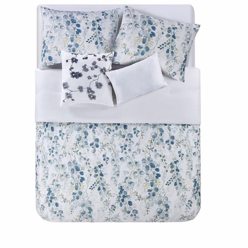 VCNY Home Hailey Blue and White Floral Comforter Set - Blue/White 5 Piece King Comforter Set