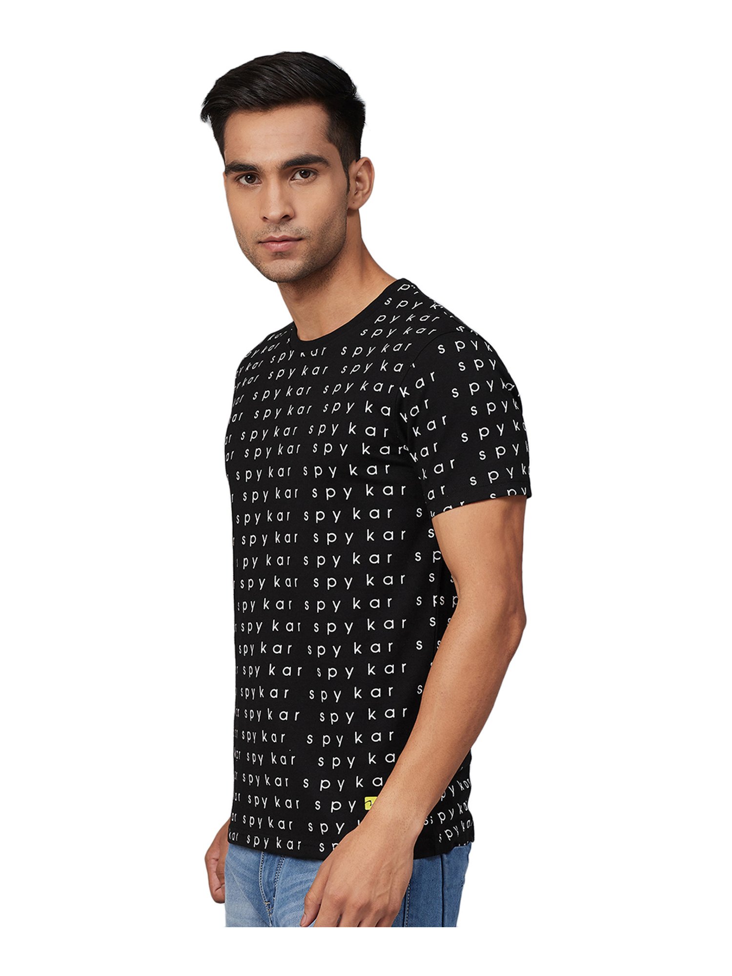 Spykar Black Printed T-Shirt