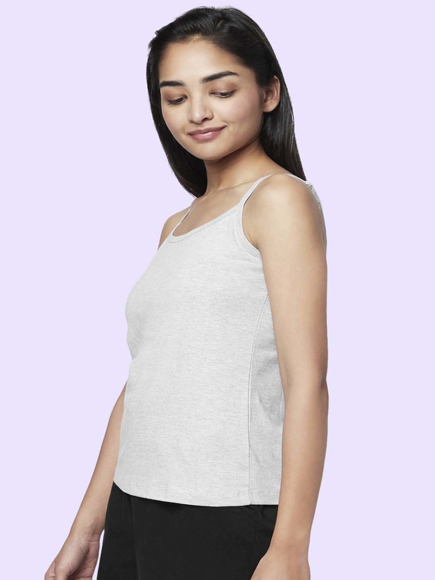 Superstar by Westside White Ribbed Cotton Blend Tank Top