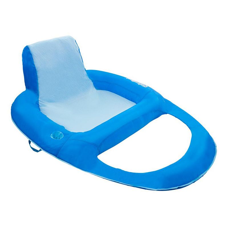 SwimWays 6060121 Spring Float Recliner Extra Large Summertime Relaxation Lounge Seat with Cup Holder for Water Pool Lake River Ocean Pond Beach, Blue