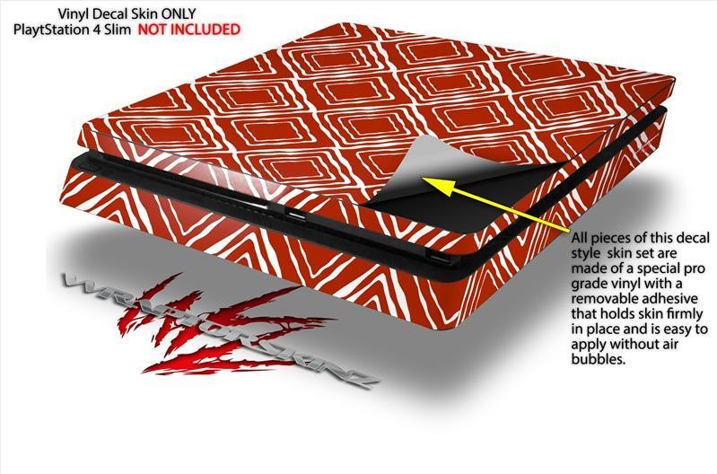 Wavey Red Dark Skin fits Sony PS4 Slim Gaming Console