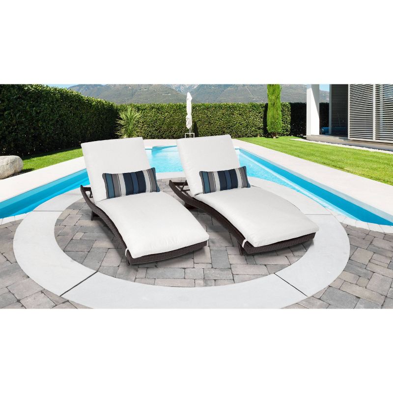 Bali 2pk Patio Chaise Lounges with Cushions - White - TK Classics