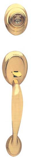 Kwikset 96870-088 Bright Brass Dakota Entry Handle Set