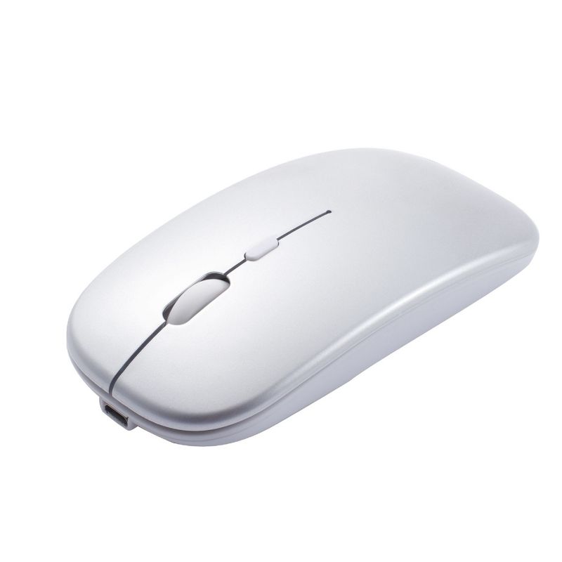 INSTEN BT 5.1 2.4G Dual Mode Wireless Rechargeable Mouse, Slim Silent Click, 1600DPI Portable Mouse for Laptop Windows 10 Android MacBook, Silver