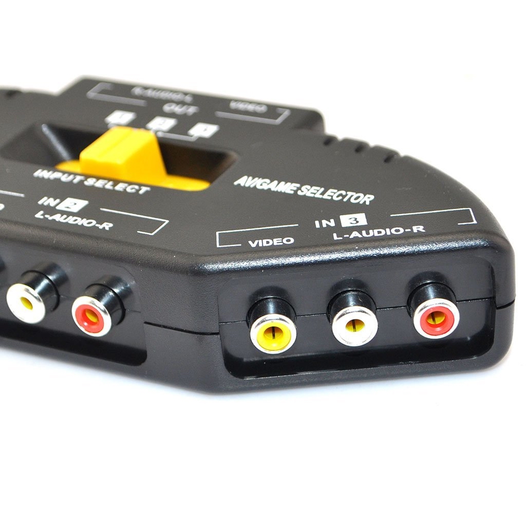 New 3 Port Input Channels RCA Adapter Switch AV DVD Audio Video Selector Cable