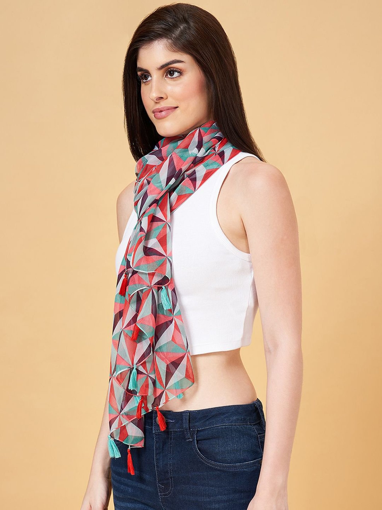 Honey by Pantaloons Multicolor Viscose Printed Scraf