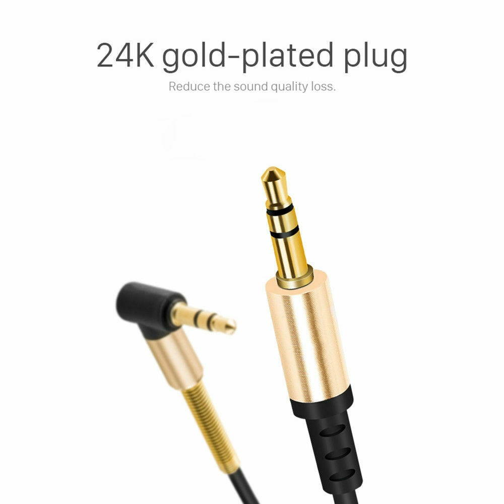 3.5mm Male to M Aux Cable Cord L-Shaped Right Angle Car Audio Headphone Jack