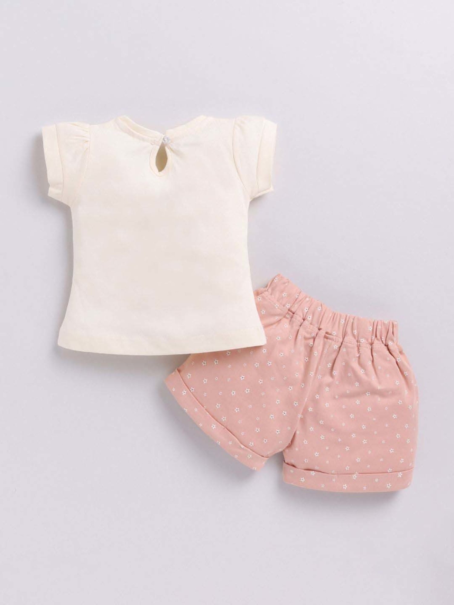 ANNIE Girls Pink & White Cotton Printed Top & Short sets