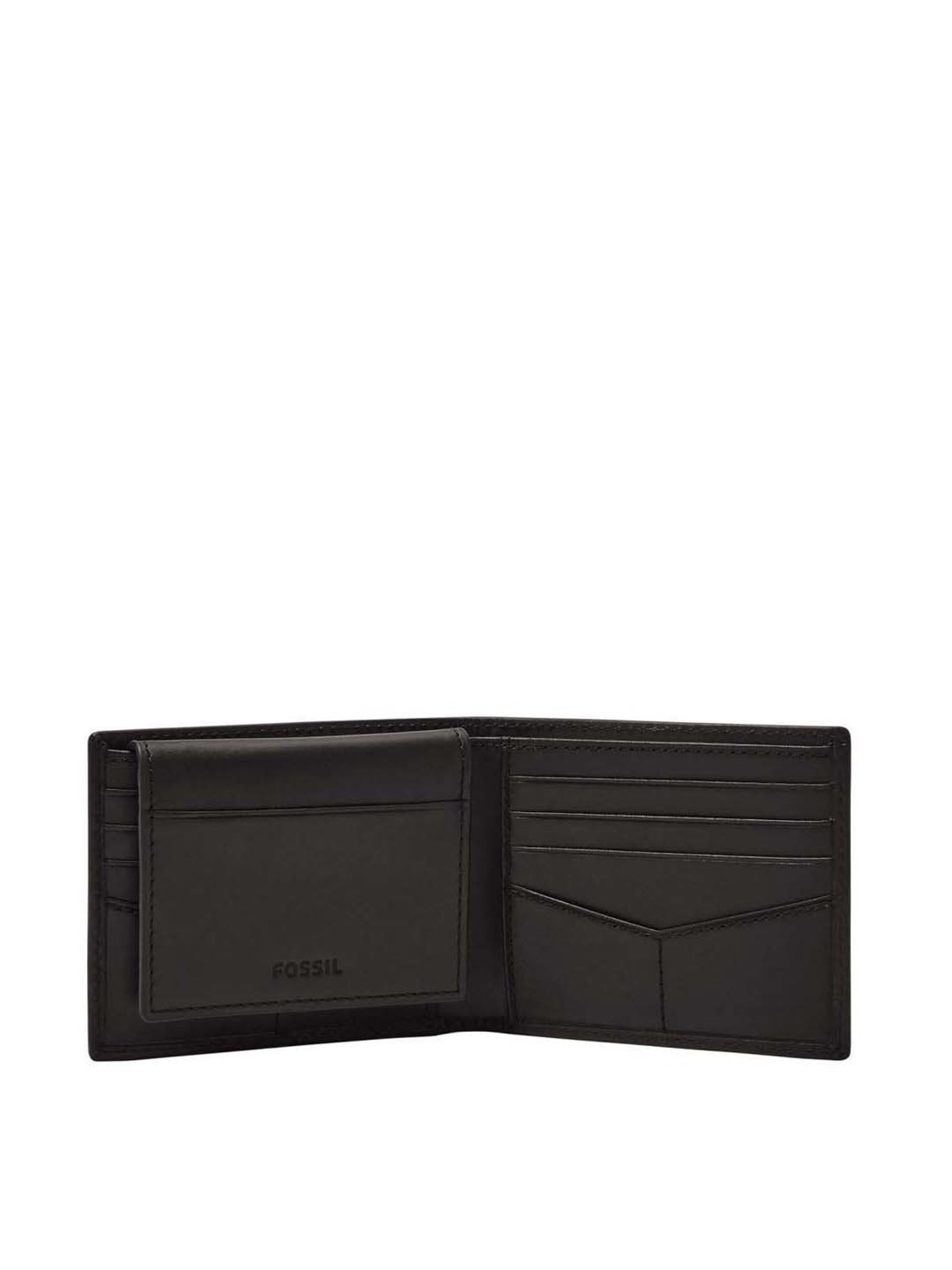 Fossil Derrick Black Leather Bi-Fold Wallet for Men